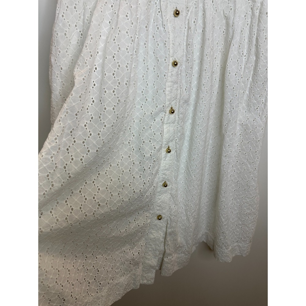 Kate Spade New York White Cotton Eyelet Sleeveless Button Front Dress *Altered - Picture 6 of 13